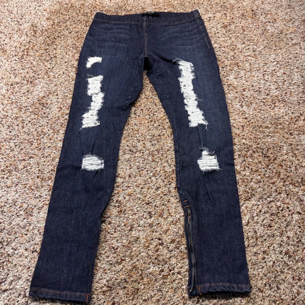 Joe's Jeans The Legging Distressed Dark Wash Ankle Zip Jeggings M Made in USA
